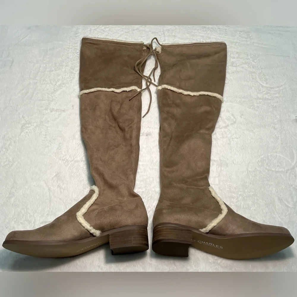 Charles David women’s 7.5 Tan/Beige over the knee pull-on boots by Anthropologie